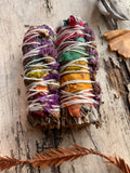 7 Chakra White Sage Smudge Sticks | 4 Inch Energy Balance & Alignment Bundle (3 Pack)