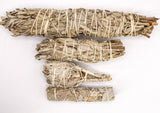 Assorted White Sage Smudge Sticks, 1 large white sage stick, 1 medium white sage stick, 1 torch white sage stick, and 1 mini white sage stick