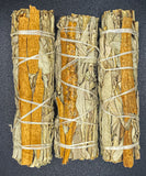 White Sage and Cinnamon 4-inch Smudge Sticks, 3 white sage and cinnamon smudge sticks per order.