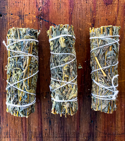 Black Sage 4-inch Smudge Sticks, 3 Black Sage smudge sticks per order.