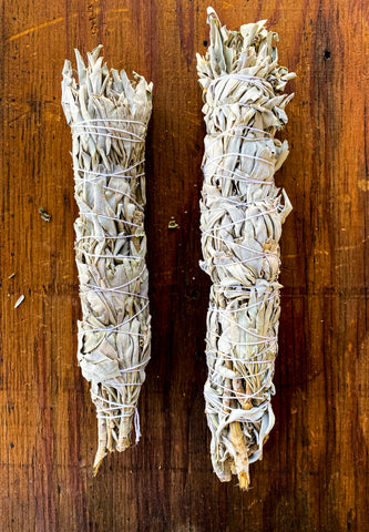 White Sage Large Smudge Stick (Salvia apiana), 2 White Sage smudge sticks per order.